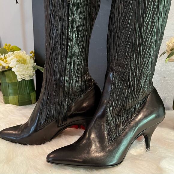 NEW Donna Karan Collection Waxed Calf Leather Laser Ribbed Boot Black Sz 36/6 … - Picture 14 of 16